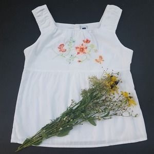 GAP Factory white floral embroidered tank top